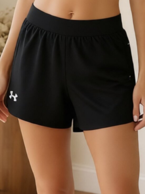 Under Armour Pants - EUC Under Armour Women's Black Running Shorts Built-In Panties Fitted Large Poly